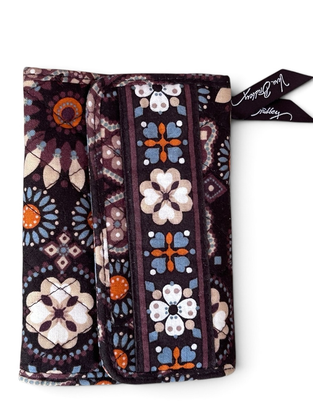 Vera Bradley Retired Canyon Brown Geometric Pattern Trifold Wallet